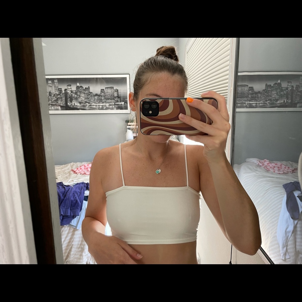 Cropped white tank top